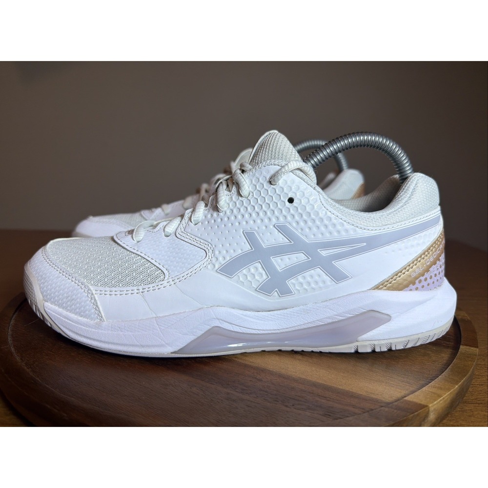 Asics Gel Dedicate 8 Womens Shoes Sz 8.5 Tennis White Pure Silver Sneaker